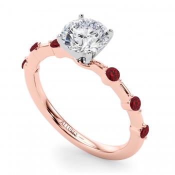 Lab Ruby Scalloped Engagement Ring 14K Rose Gold (0.20ct)