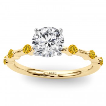 Yellow Diamond Scalloped Engagement Ring 14K Yellow Gold (0.20ct)