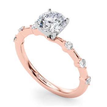 Lab Grown Diamond Accented Scalloped Engagement Ring 18K Rose Gold (0.20ct)