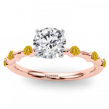 Yellow Diamond Scalloped Engagement Ring 18K Rose Gold (0.20ct)