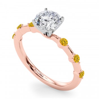 Yellow Diamond Scalloped Engagement Ring 18K Rose Gold (0.20ct)