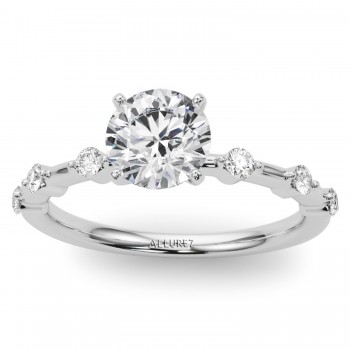 Diamond Accented Scalloped Engagement Ring 18K White Gold (0.20ct)