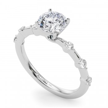 Diamond Accented Scalloped Engagement Ring 18K White Gold (0.20ct)