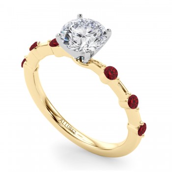 Lab Ruby Scalloped Engagement Ring 18K Yellow Gold (0.20ct)