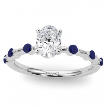 Lab Blue Sapphire Scalloped Engagement Ring in Palladium (0.20ct)