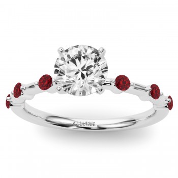 Lab Ruby Scalloped Engagement Ring in Palladium (0.20ct)