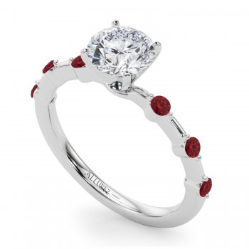 Lab Ruby Scalloped Engagement Ring in Palladium (0.20ct)