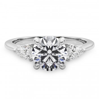 Round & Pear Lab Grown Diamond Engagement Ring in Platinum (2.60ct)