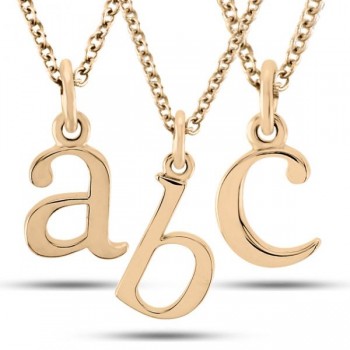 Lower-Case Block Letter Single Initial Pendant Necklace 14k Rose Gold