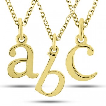 Lower-Case Block Letter Single Initial Pendant Necklace 14k Yellow Gold