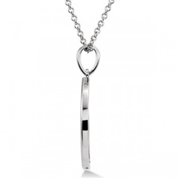 Crescent Moon Pendant Necklace in Solid 14k White Gold