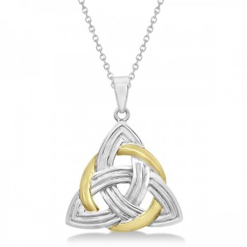 Celtic Knot Pendant Necklace in 14k Two Tone Gold