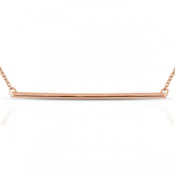 Horizontal Thin Straight Bar Pendant Necklace 14k Rose Gold