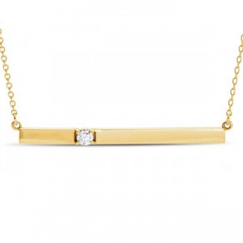 Horizontal Bar Necklace with Diamond Accent 14k Yellow Gold 0.10ct