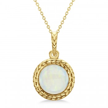 Bezel Set Opal Birthstone Pendant Necklace 14k Yellow Gold (1.30ct)