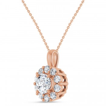 Round Lab Grown Diamond Halo Pendant 14K Rose Gold (1.00ct)