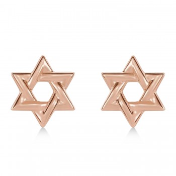Jewish Star of David Stud Earrings 14K Rose Gold