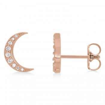 Lab-Grown Diamond Crescent Moon Stud Earrings 14K Rose Gold (0.10ct)