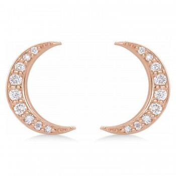 Lab-Grown Diamond Crescent Moon Stud Earrings 14K Rose Gold (0.10ct)