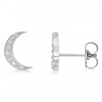 Lab-Grown Diamond Crescent Moon Stud Earrings 14K White Gold (0.10ct)