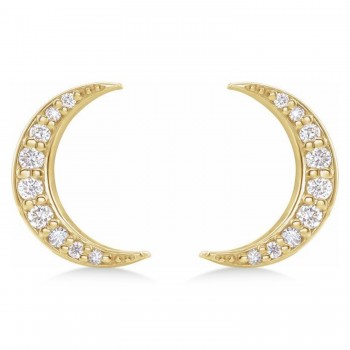 Lab-Grown Diamond Crescent Moon Stud Earrings 14K Yellow Gold (0.10ct)