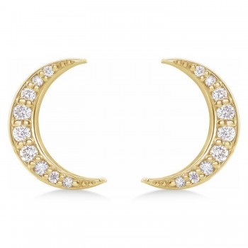 Lab-Grown Diamond Crescent Moon Stud Earrings 14K Yellow Gold (0.10ct)