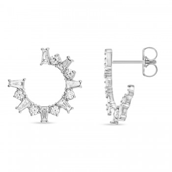 Diamond Front-Facing Hoop Earrings 14k White Gold (1.00ct)