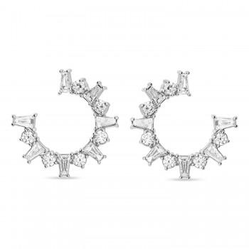 Diamond Front-Facing Hoop Earrings 14k White Gold (1.00ct)