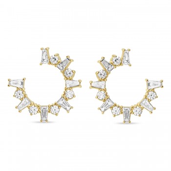 Diamond Front-Facing Hoop Earrings 14k Yellow Gold (1.00ct)