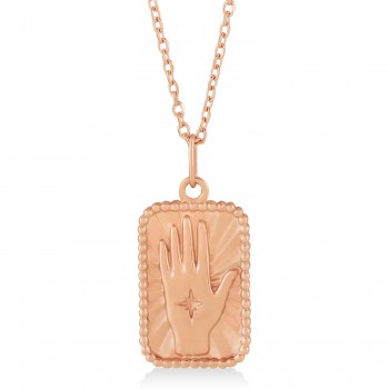 Hamsa Hand Tarot Pendant Necklace 14k Rose Gold