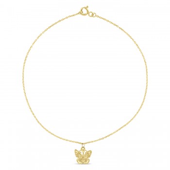 Butterfly Anklet Bracelet 14K Yellow Gold