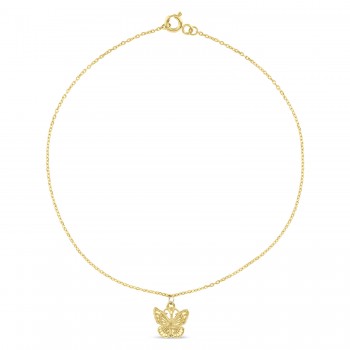 Butterfly Anklet Bracelet 14K Yellow Gold