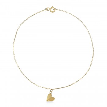 Heart Anklet Bracelet 14K Yellow Gold