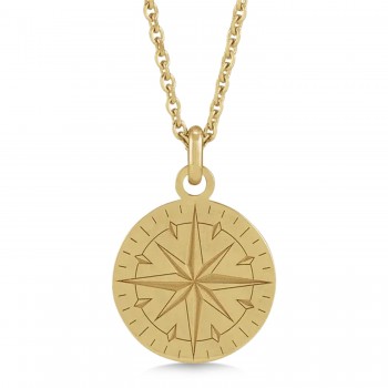 Compass Pendant Necklace 14K Yellow Gold