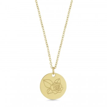 June Birth Flower Rose Disc Pendant Necklace Vermeil