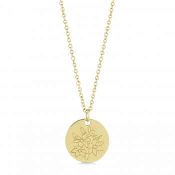 December Birth Flower Narcissus Disc Pendant Necklace Vermeil