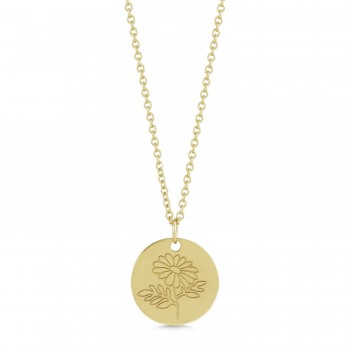 April Birth Flower Daisy Disc Pendant Necklace Vermeil