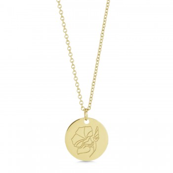 September Birth Flower Morning Glory Disc Pendant Necklace Vermeil