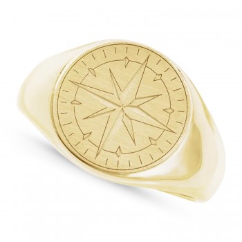 Compass Signet Ring 14K Yellow Gold