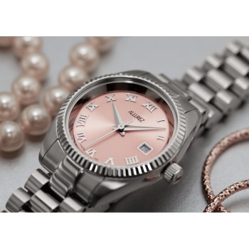 Allurez Women's Stainless Steel Bracelet Mauve Watch Roman Numerals