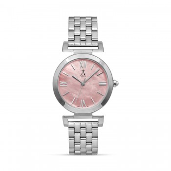 Allurez Women's Pink Mother of Pearl Stainless Steel Watch