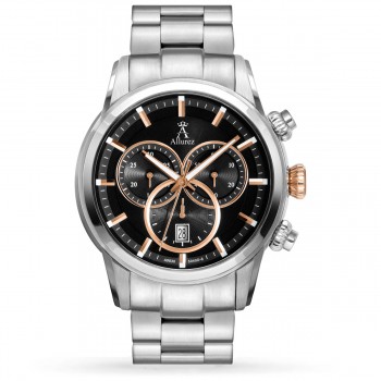 Allurez Men's Swiss Chronograph Luminous Stainless Steel Watch
