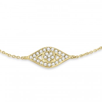 Evil Eye Diamond Ankle Bracelet in 14k Yellow Gold (0.42ct)