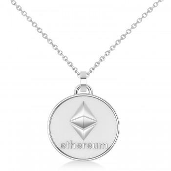 Cryptocurrency Ethereum Pendant Necklace With Bail 14k White Gold