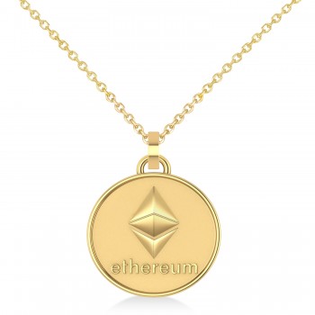 Cryptocurrency Ethereum Pendant Necklace With Bail 14k Yellow Gold