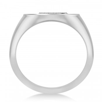 Diamond Cryptocurrency Bitcoin Men's Ring 14k White Gold (0.14ct)