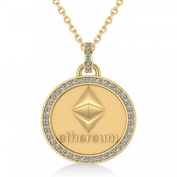 Diamond Cryptocurrency Ethereum Pendant Necklace With Bail 14k Yellow Gold (0.44ct)