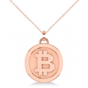 Medium Cryptocurrency Bitcoin Pendant Necklace 14k Rose Gold
