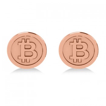 Cryptocurrency Bitcoin Cuff Link 14k Rose Gold