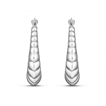 Graduated Ribbed Hoop Earrings Sterling Silver